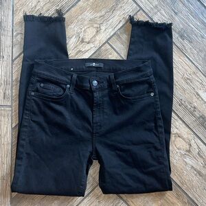 7 for all Mankind raw hem denim black jeans 29